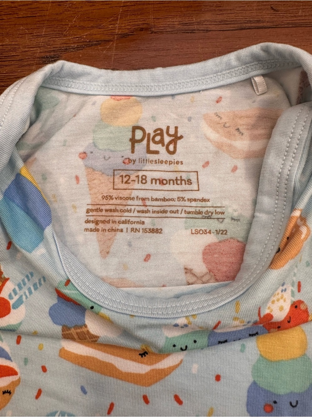 NWOT Little Sleepies Blueberry Ice Cream Social Bodysuit, 12-18M - Picture 3 of 7